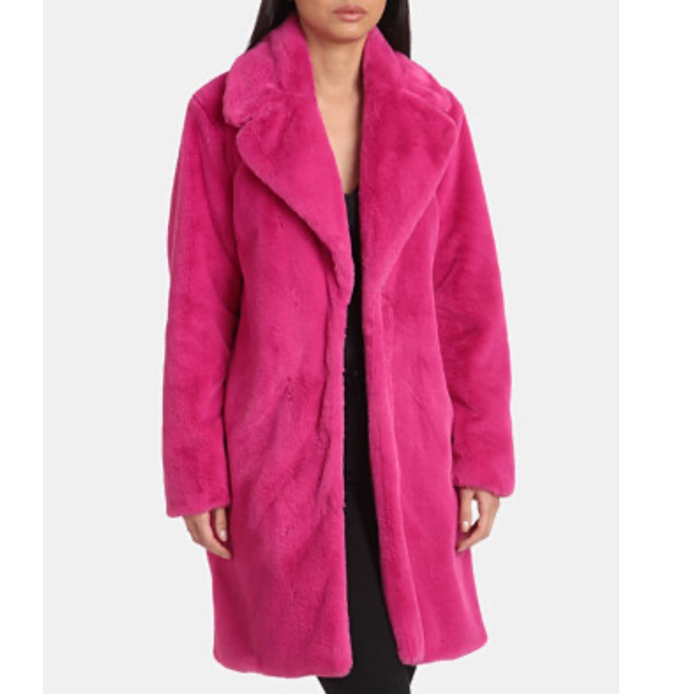 Avec Les Filles Magenta Faux Fur Coat